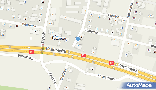 Paczkowo, Szkolna, 1, mapa Paczkowo