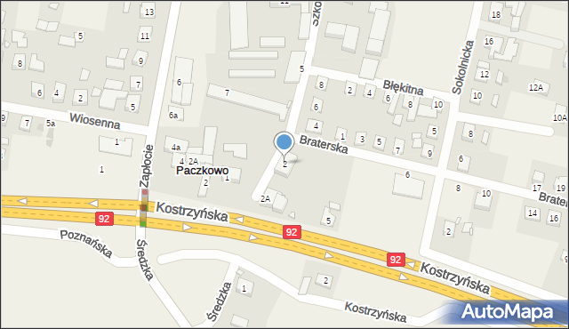 Paczkowo, Szkolna, 2, mapa Paczkowo