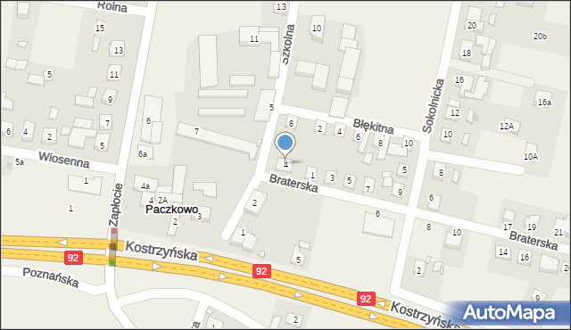 Paczkowo, Szkolna, 4, mapa Paczkowo