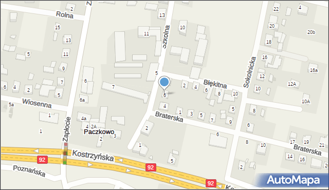 Paczkowo, Szkolna, 6, mapa Paczkowo