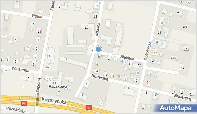 Paczkowo, Szkolna, 8, mapa Paczkowo