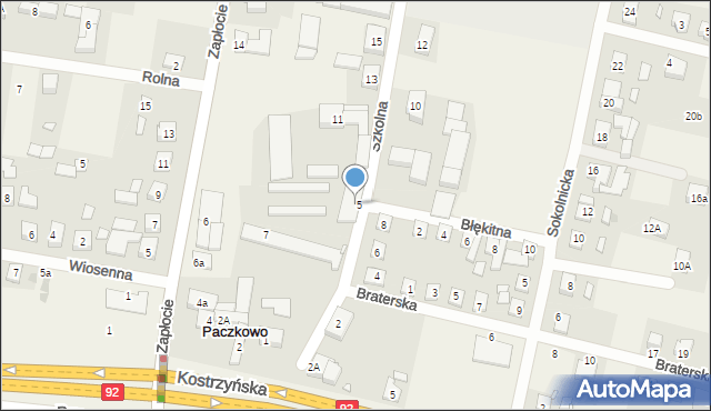 Paczkowo, Szkolna, 9, mapa Paczkowo