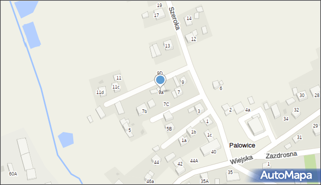 Palowice, Szeroka, 9a, mapa Palowice