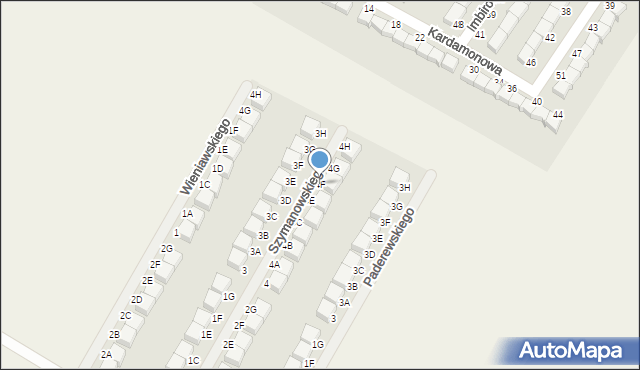 Pępowo, Szymanowskiego, 4F, mapa Pępowo