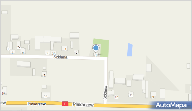 Piekarzew, Szklana, 1, mapa Piekarzew