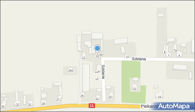 Piekarzew, Szklana, 11, mapa Piekarzew