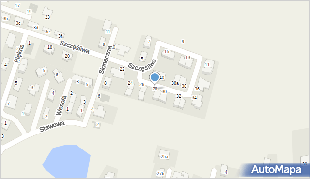 Pietrzykowice, Szczęśliwa, 28, mapa Pietrzykowice