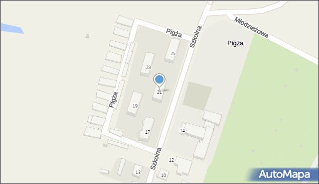 Pigża, Szkolna, 21, mapa Pigża