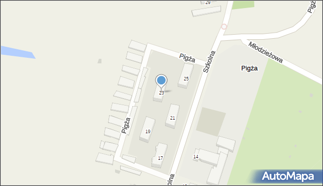 Pigża, Szkolna, 23, mapa Pigża