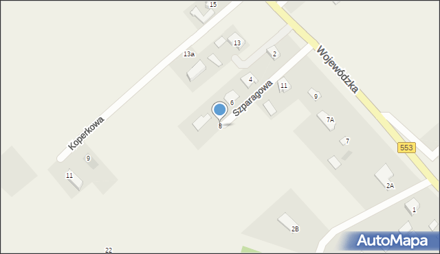 Pigża, Szparagowa, 8, mapa Pigża