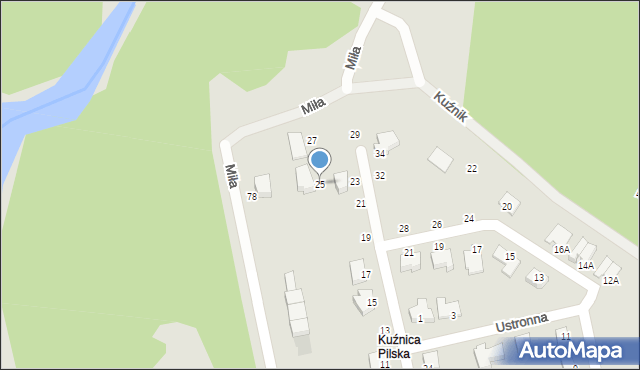 Piła, Szlachecka, 25, mapa Piły