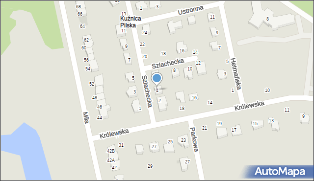 Piła, Szlachecka, 4, mapa Piły