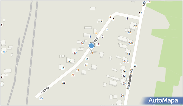 Piotrków Trybunalski, Szara, 13, mapa Piotrków Trybunalski