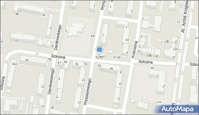 Piotrków Trybunalski, Szkolna, 51/53, mapa Piotrków Trybunalski