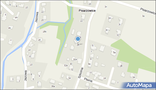 Pisarzowice, Szkolna, 26, mapa Pisarzowice