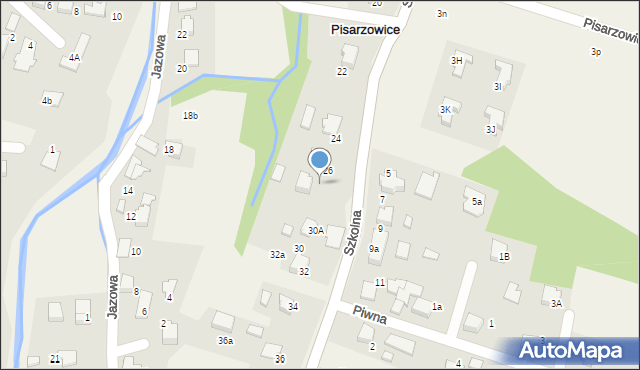 Pisarzowice, Szkolna, 28, mapa Pisarzowice