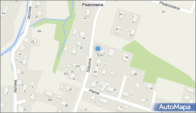 Pisarzowice, Szkolna, 7, mapa Pisarzowice