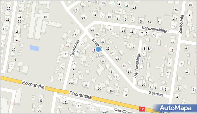 Pleszew, Szenica, 11, mapa Pleszew