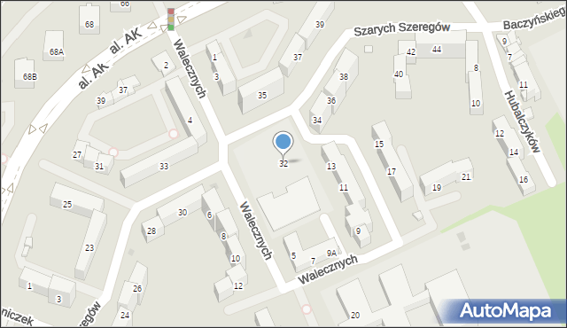 Płock, Szarych Szeregów, 32, mapa Płock