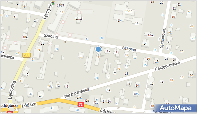Poddębice, Szkolna, 9, mapa Poddębice