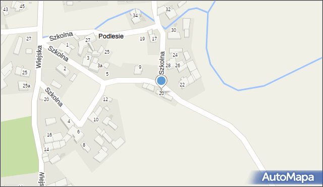 Podlesie, Szkolna, 20, mapa Podlesie