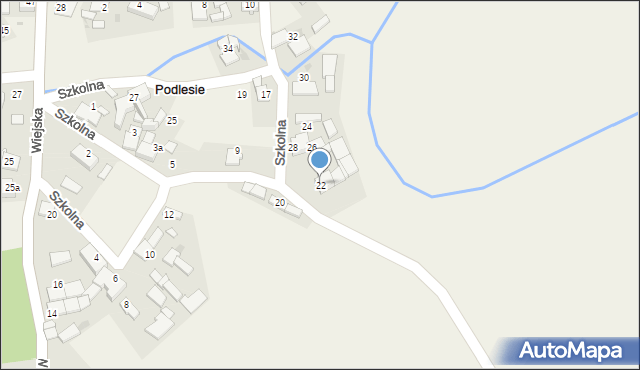 Podlesie, Szkolna, 22, mapa Podlesie