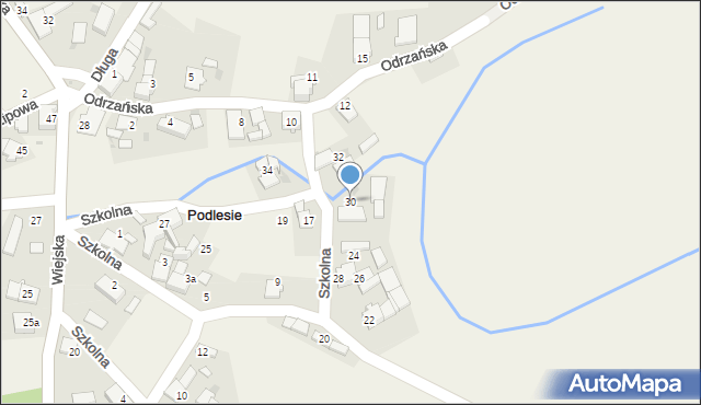 Podlesie, Szkolna, 30, mapa Podlesie