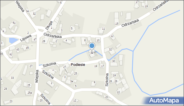 Podlesie, Szkolna, 34, mapa Podlesie