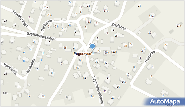 Pogorzyce, Szymanowskiego Karola, 31, mapa Pogorzyce
