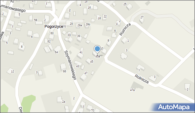 Pogorzyce, Szymanowskiego Karola, 45a, mapa Pogorzyce