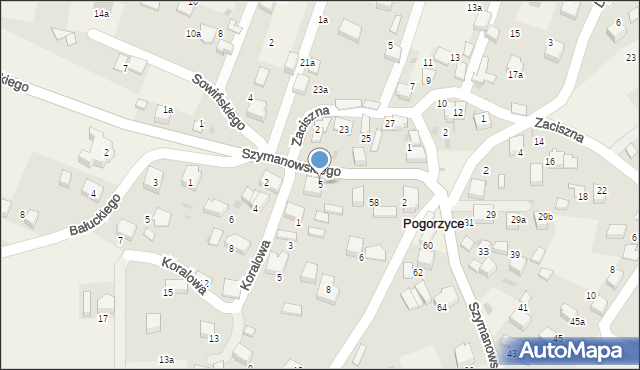 Pogorzyce, Szymanowskiego Karola, 5, mapa Pogorzyce