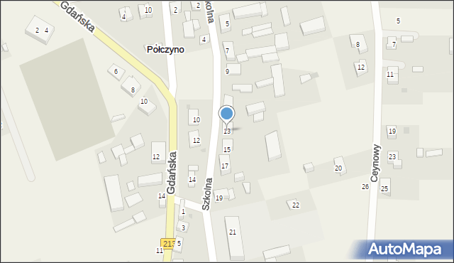 Połczyno, Szkolna, 13, mapa Połczyno