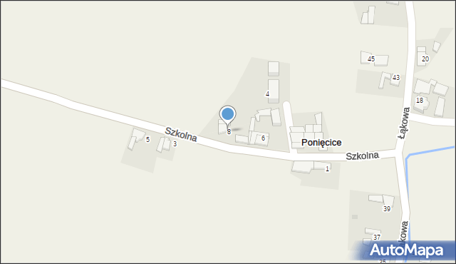 Ponięcice, Szkolna, 8, mapa Ponięcice