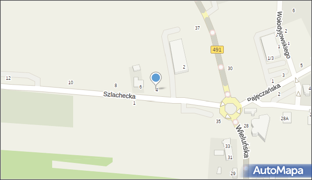 Popów, Szlachecka, 4, mapa Popów