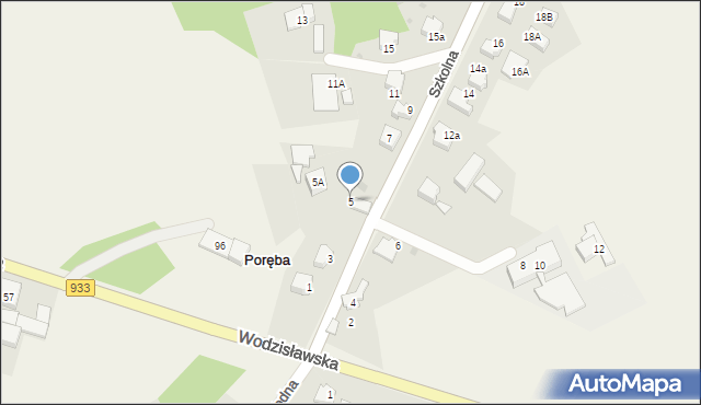 Poręba, Szkolna, 5, mapa Poręba