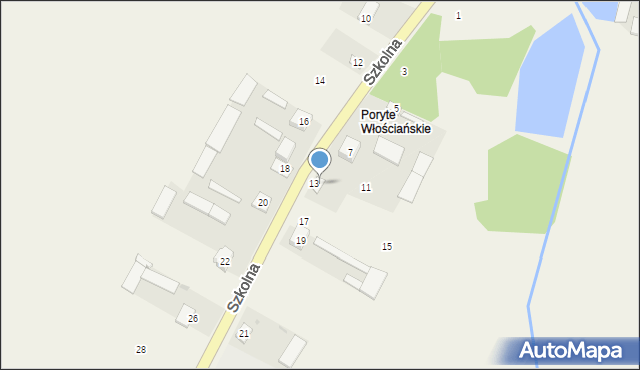 Poryte, Szkolna, 9, mapa Poryte