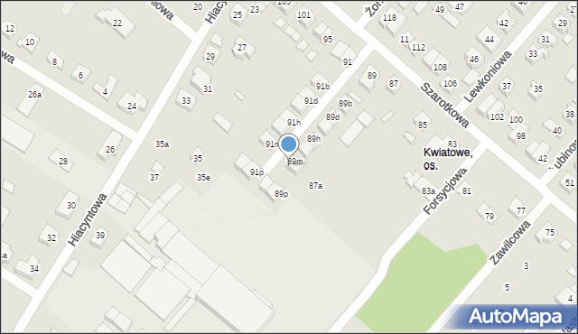 Poznań, Szarotkowa, 89n, mapa Poznania