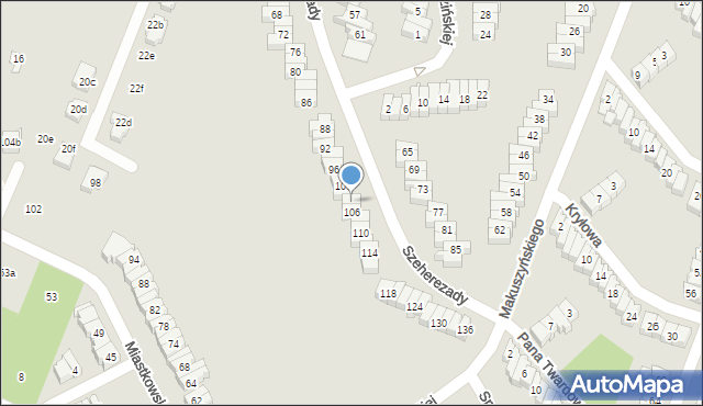 Poznań, Szeherezady, 104, mapa Poznania