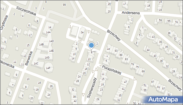 Poznań, Szeherezady, 4, mapa Poznania