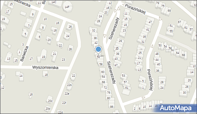 Poznań, Szeherezady, 52, mapa Poznania