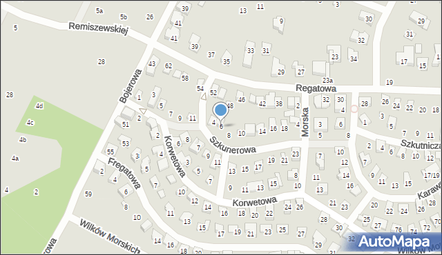 Poznań, Szkunerowa, 6, mapa Poznania