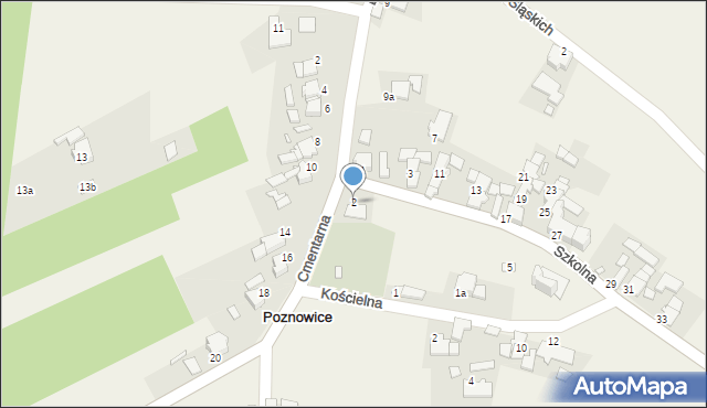 Poznowice, Szkolna, 2, mapa Poznowice