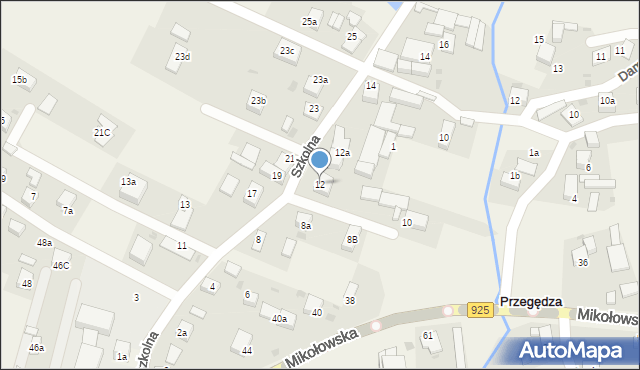 Przegędza, Szkolna, 12, mapa Przegędza