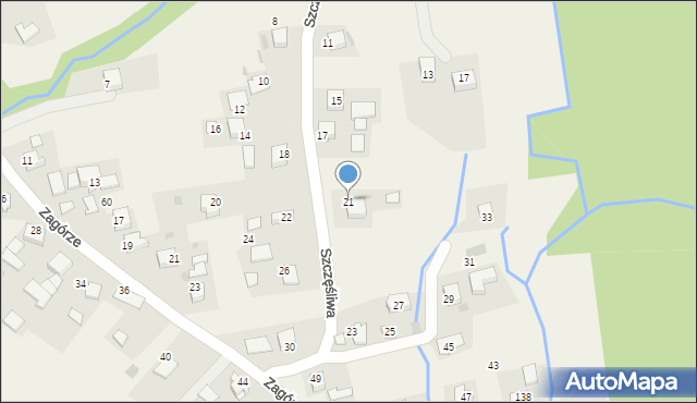 Przeginia Duchowna, Szczęśliwa, 21, mapa Przeginia Duchowna