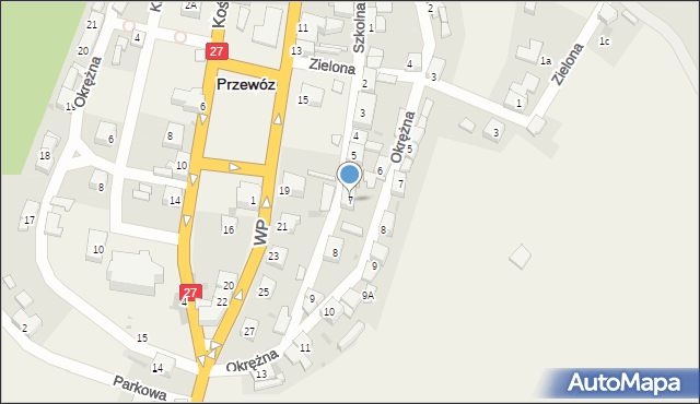 Przewóz, Szkolna, 7, mapa Przewóz