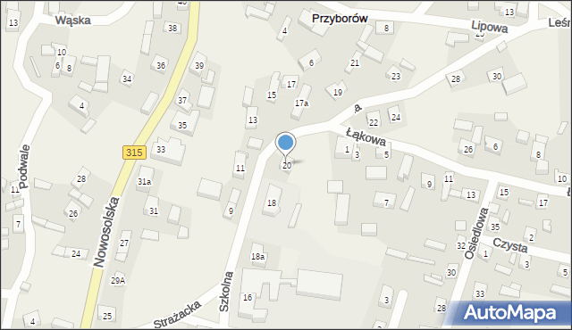 Przyborów, Szkolna, 20, mapa Przyborów