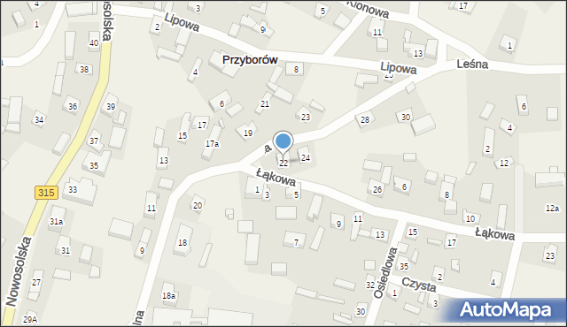 Przyborów, Szkolna, 22, mapa Przyborów