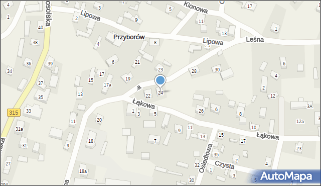 Przyborów, Szkolna, 24, mapa Przyborów