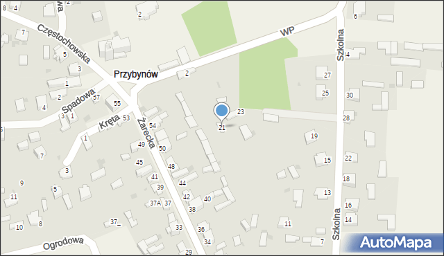 Przybynów, Szkolna, 21, mapa Przybynów