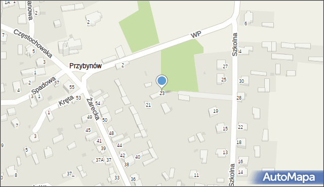 Przybynów, Szkolna, 23, mapa Przybynów